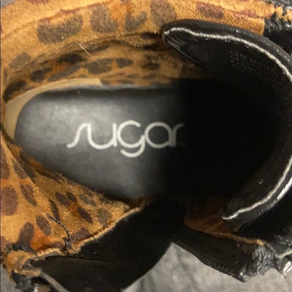 Ankle Boots, Girls 12, black w/ leopard print trim - Picture 7 of 9